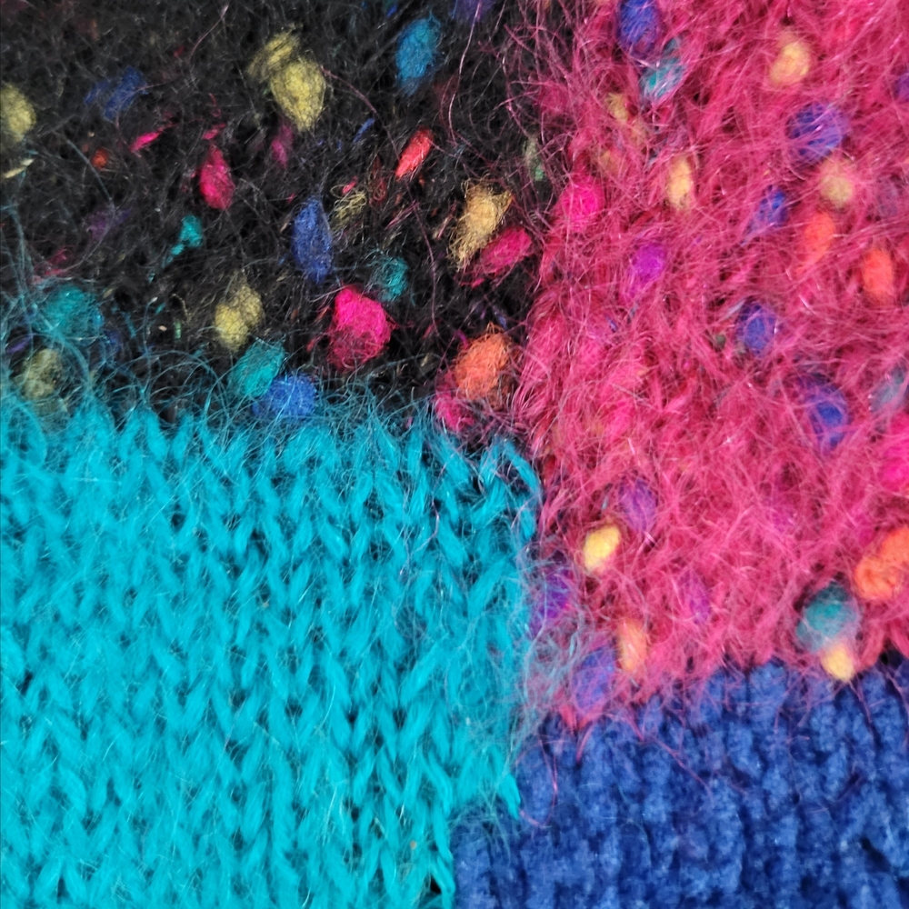 Vintage 90s Mohair Blend Colorblock Carole Little Sweater - Picture 6 of 10
